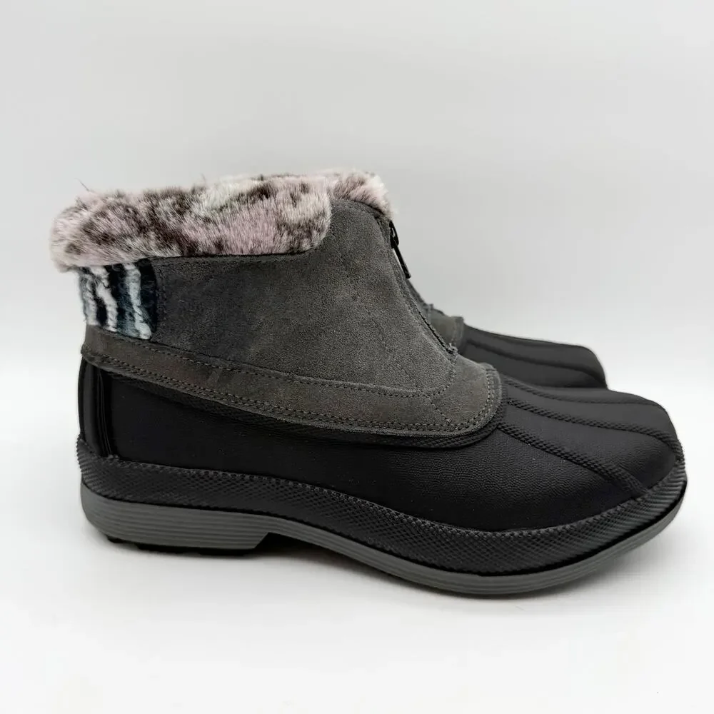 Propet Womens Lumi Ankle Zip Bootie US 8 Extra Wide Grey Water Resistant EUC